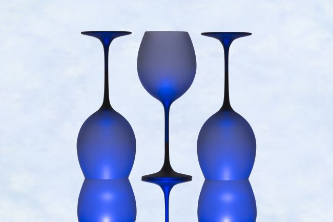 Steve Stamford | Blue wine glass reflections on blue