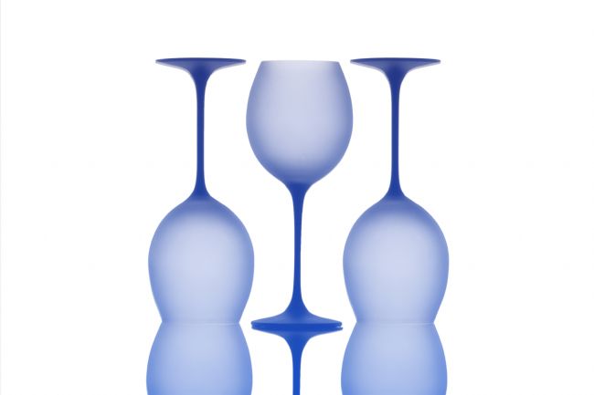 Steve Stamford | Blue wine glass reflections wall art print 