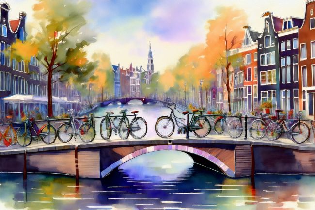 Mary Fletcher | Bicycles on the Bridge Amsterdam